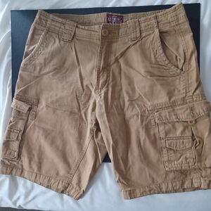 Matchstick Men's Cargo Shorts Size 36 XXL Tan Flat Front Cotton